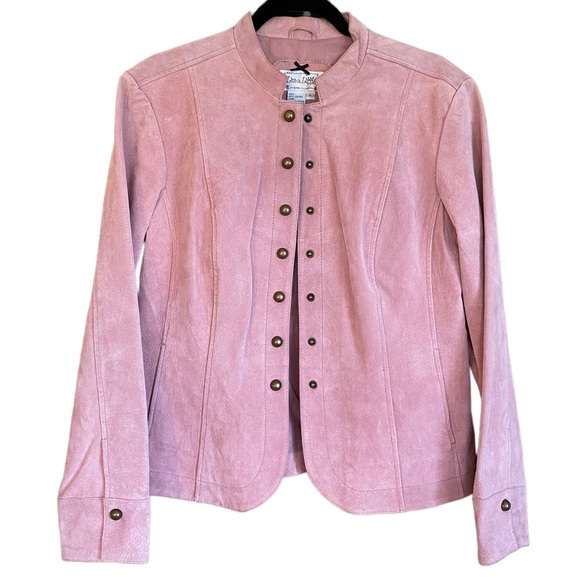 LIVE A LITTLE  | MAUVE PINK LEATHER JACKET  SZ L - Picture 3 of 16